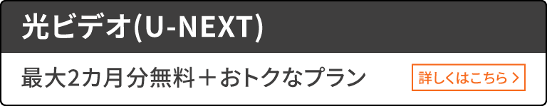 光ビデオ(U-NEXT) 最大2カ月分無料+おトクなプラン 詳しくはこちら