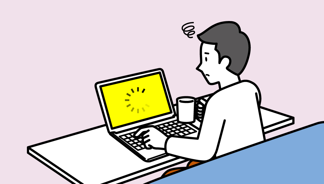 テレワーク中にWi-Fiが不安定になり、困っている画像です。