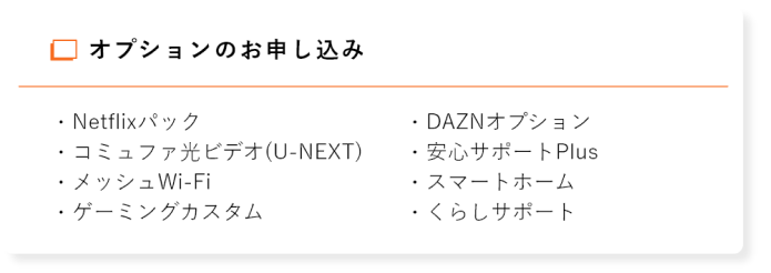 オプションのお申し込み